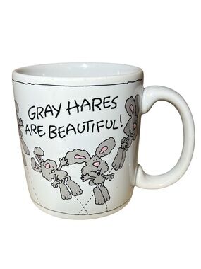 American Greetings White and Gray 'Gray Hares Are Beautiful' Ceramic Mug
